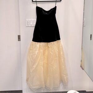 Elegant Black and Cream Strapless Dress